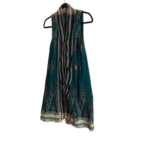 Teal Sleeveless women’s Striped Long Vest